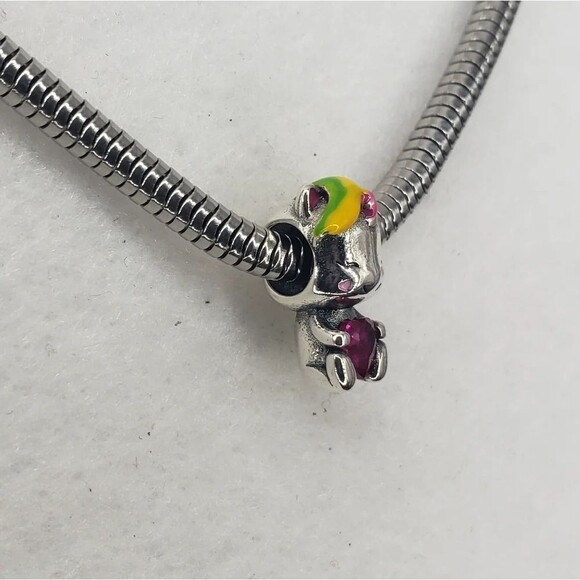 Sterling Silver 925 Unicorn Bracelet Charm Kawaii Japanese Pink Heart Jewelry - Picture 6 of 7